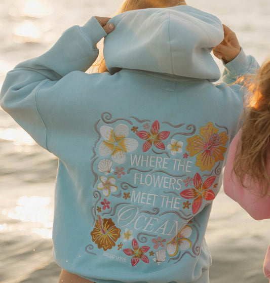 Flowers Meet the Ocean Purple Hoodie